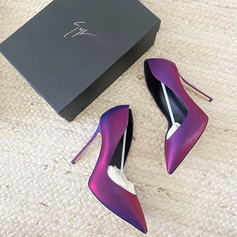 New Giuseppe Zanotti Iridescent Yvette Silk Pumps